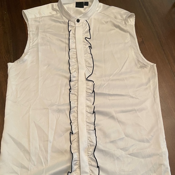 ASOS- white satin vest with black ruffles - Picture 1 of 2